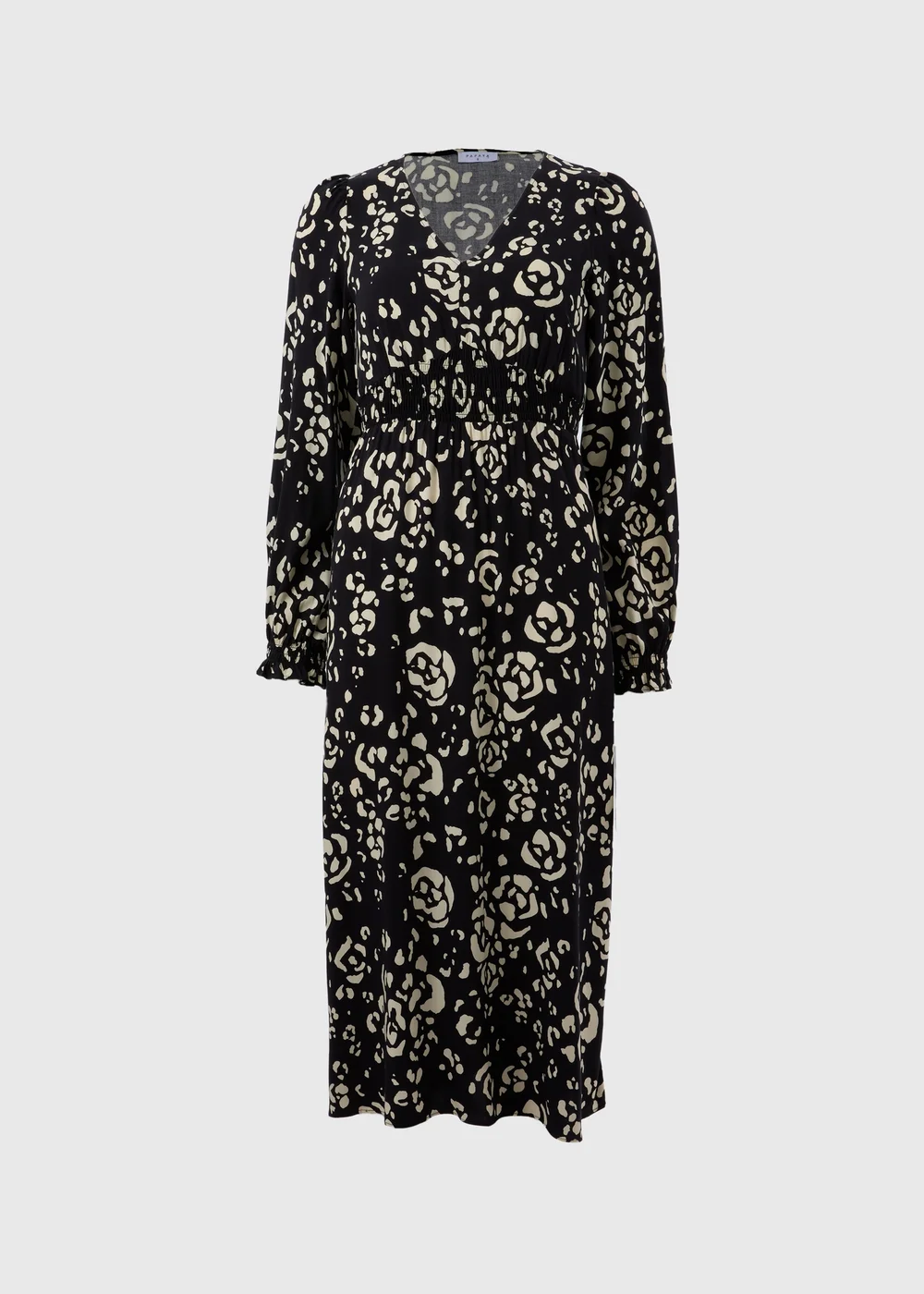 Black Monochrome Floral Midi Dress - 8 Image 4