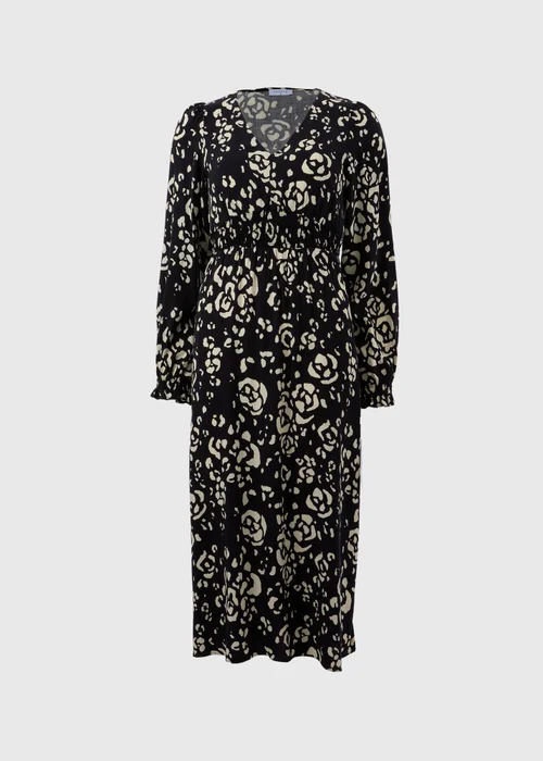 Black Monochrome Floral Midi Dress - 8 Image 4