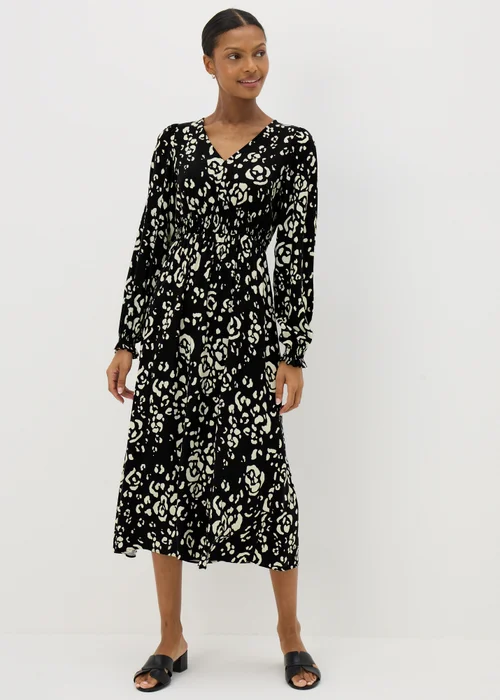 Black Monochrome Floral Midi Dress - 8 Image 1