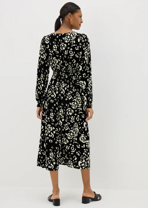 Black Monochrome Floral Midi Dress - 8 Image 2