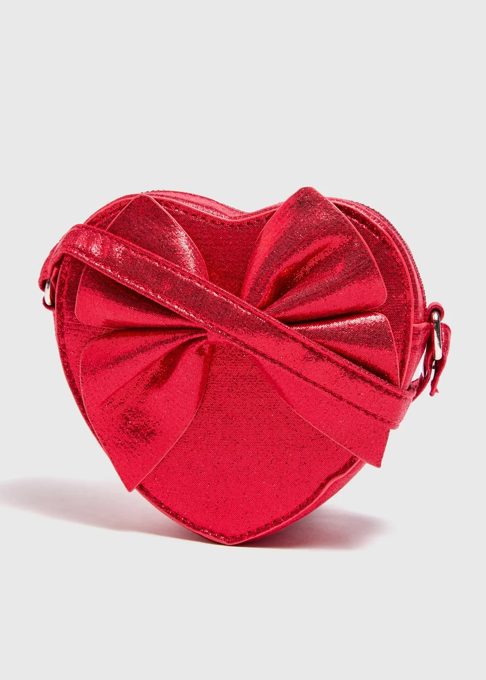 Girls Red Heart Shape Cross Body Bag - One Size Image 1
