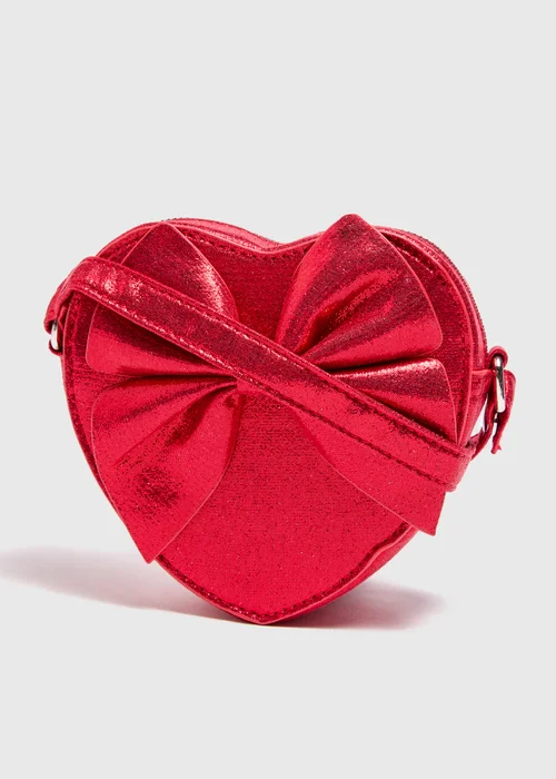 Girls Red Heart Shape Cross Body Bag - One Size Image 1