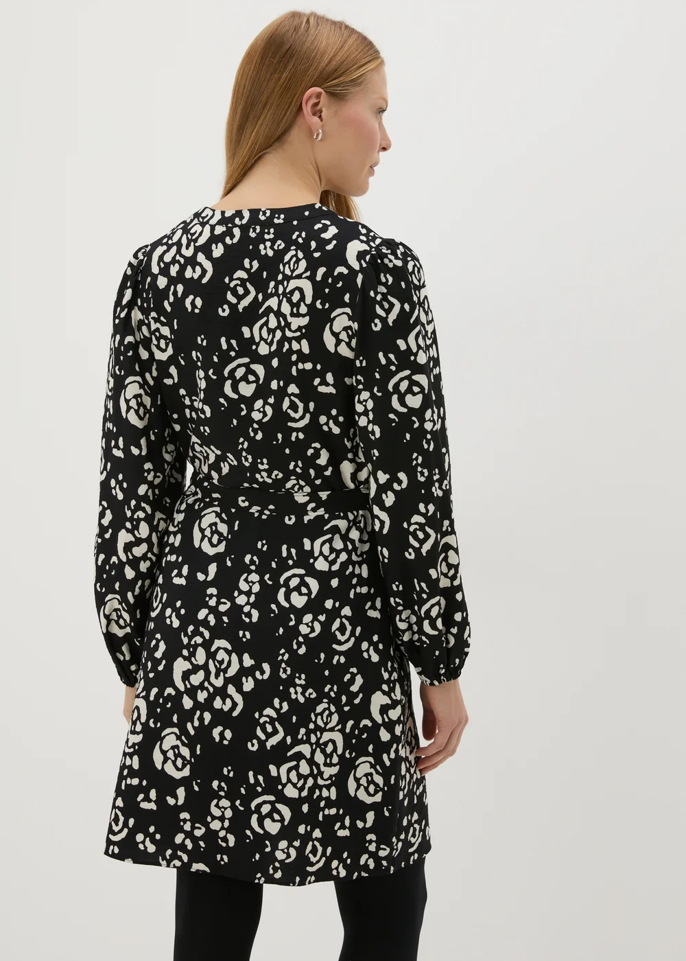 Black Floral Mini Shirt Dress - 8 Image 2