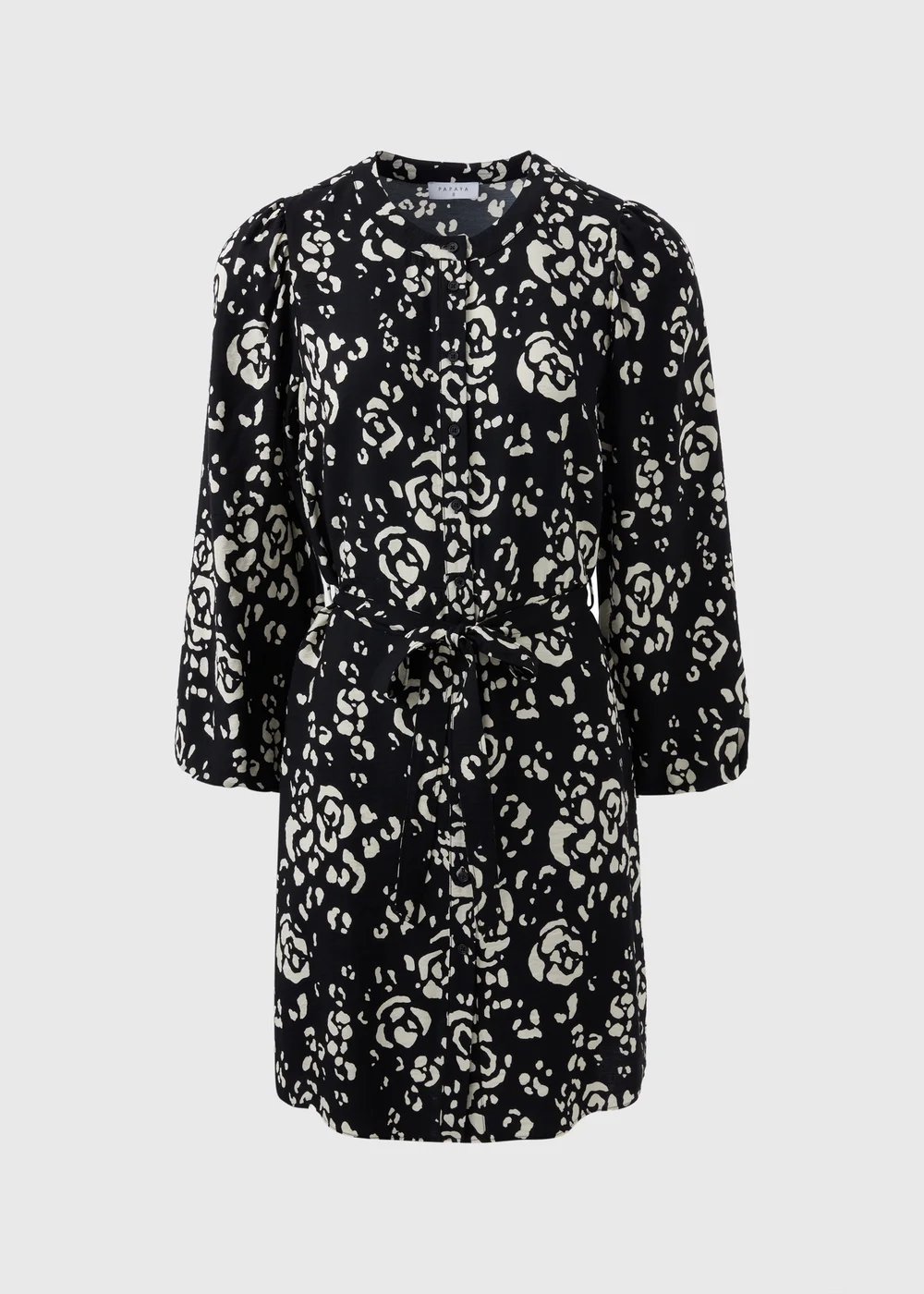 Black Floral Mini Shirt Dress - 8 Image 4