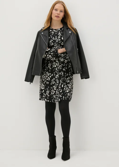 Black Floral Mini Shirt Dress - 8 Image 3