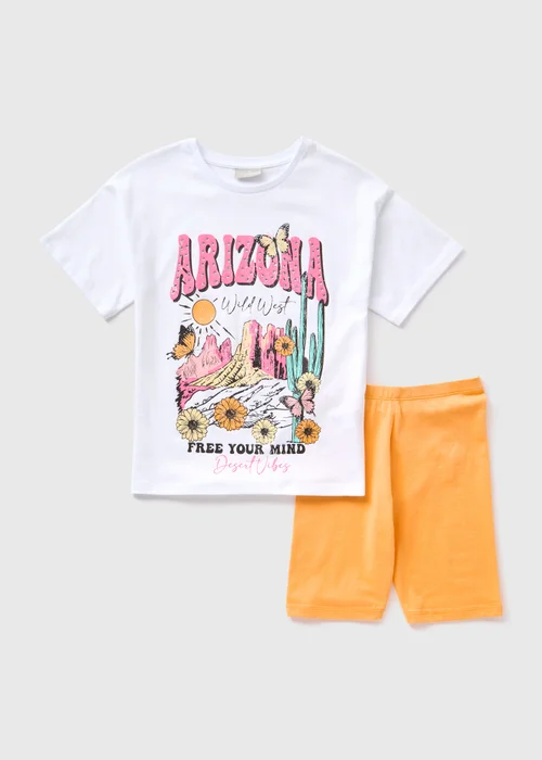 Girls White Arizona Top & Shorts Set (7-15yrs) - Age 7 Years Image 1