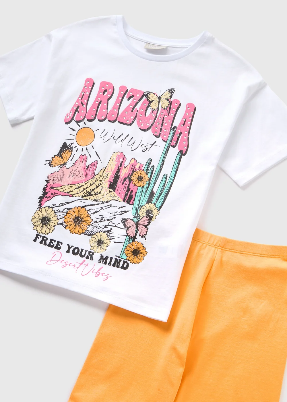 Girls White Arizona Top & Shorts Set (7-15yrs) - Age 7 Years Image 2