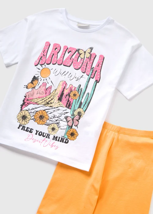 Girls White Arizona Top & Shorts Set (7-15yrs) - Age 7 Years Image 2