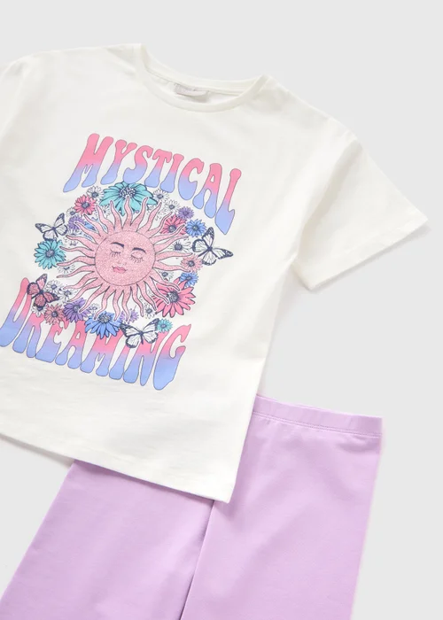 Girls Cream Mystical Dreaming T-Shirt & Shorts Set (7-15yrs) - Age 7 Years Image 2