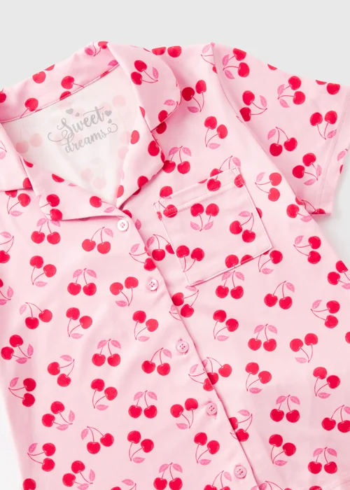 Girls Pink Cherry Pyjama Set (4-12yrs) - Age 7 Years Image 2