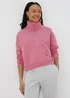 Pink Zip Cropped Sweatshirt - Small Image 1