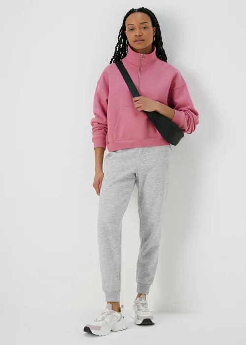 Pink Zip Cropped Sweatshirt - Small Image 4