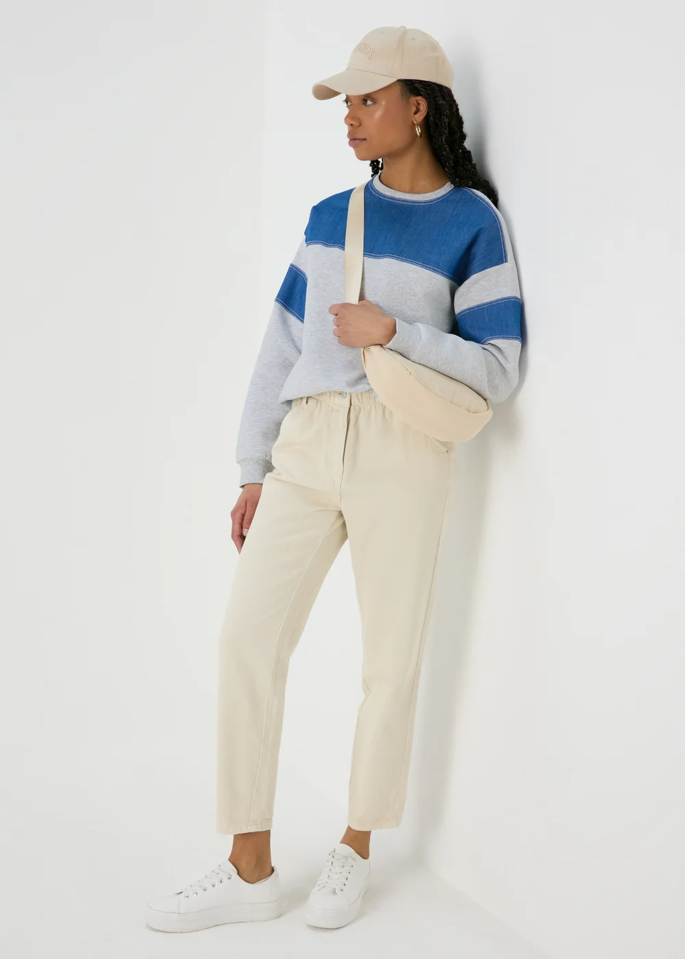 Grey Denim Mix Sweatshirt - Small Image 4