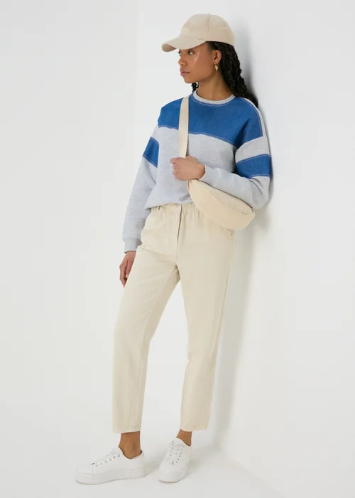 Grey Denim Mix Sweatshirt - Small Image 4