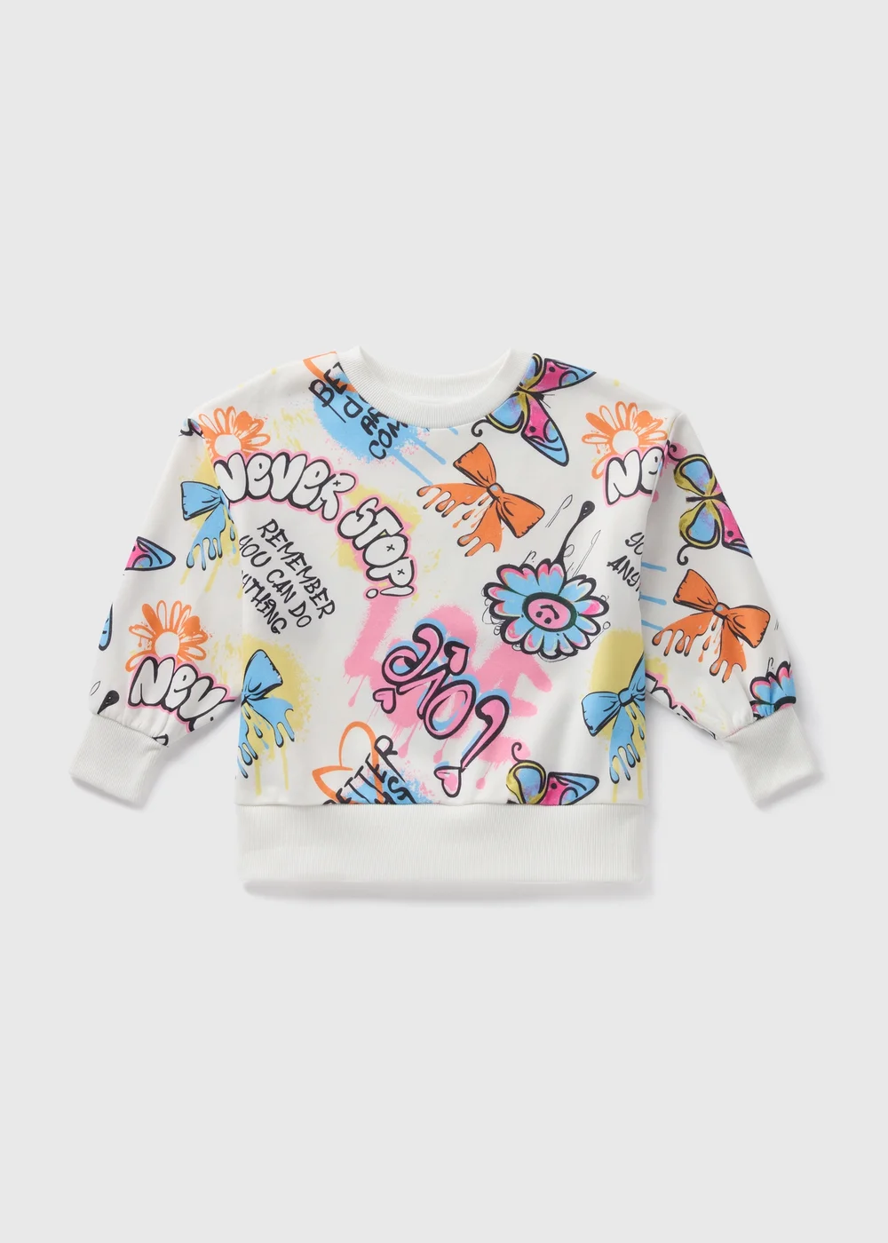 Girls White Graffiti Sweatshirt (7-15yrs) - 7 Yrs Image 1