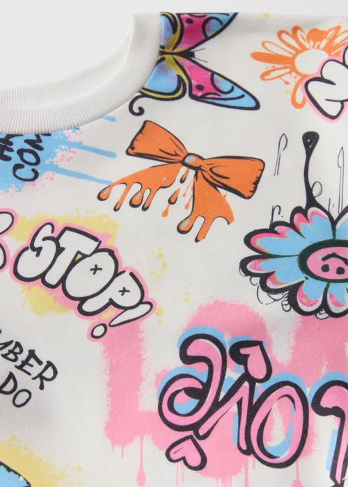 Girls White Graffiti Sweatshirt (7-15yrs) - 7 Yrs Image 2