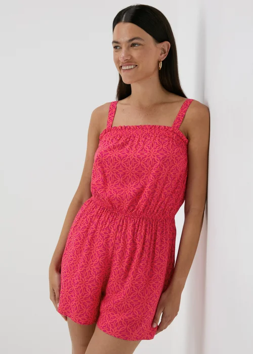 Pink Geometric Print Playsuit - 8 Image 1