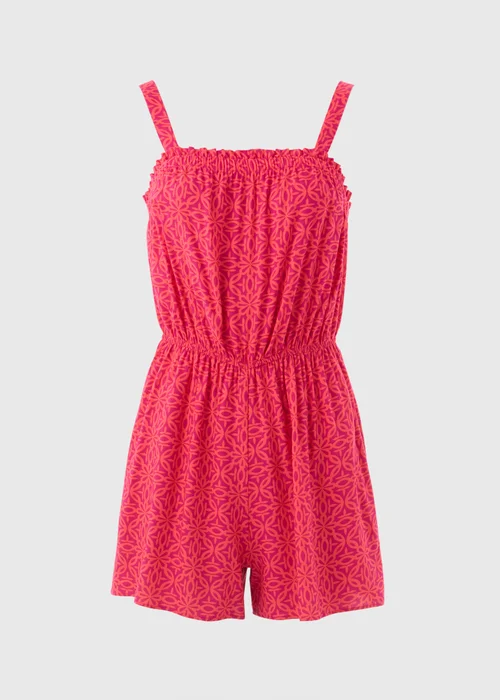 Pink Geometric Print Playsuit - 8 Image 5