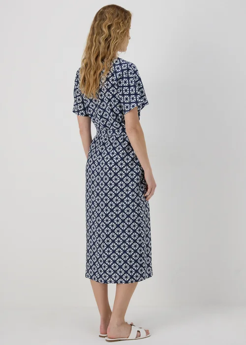 Blue Geometric Print Midi Shirt Dress - 8 Image 2