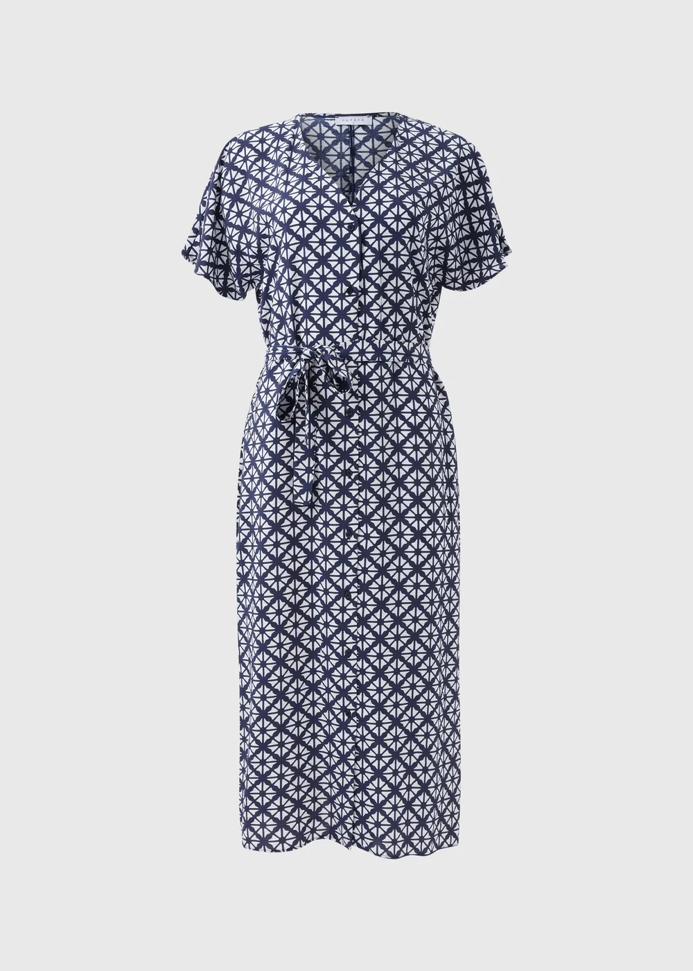 Blue Geometric Print Midi Shirt Dress - 8 Image 5