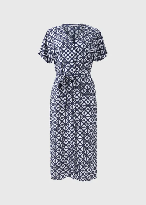 Blue Geometric Print Midi Shirt Dress - 8 Image 5