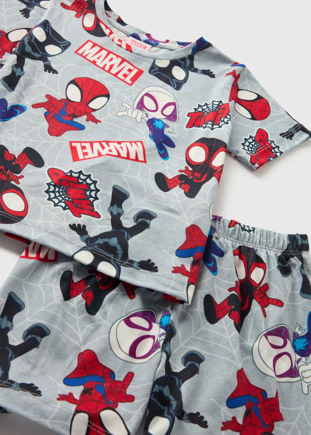Marvel Kids Grey Spiderman Pyjama Top & Shorts Set (1-7yrs) - 1 half year to 2 Image 2
