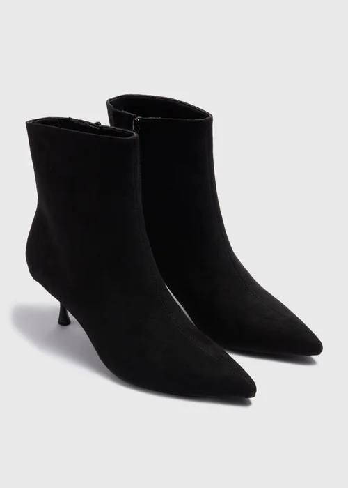 Black Wide Fit Pointed Ankle Boots - 3 Image 1