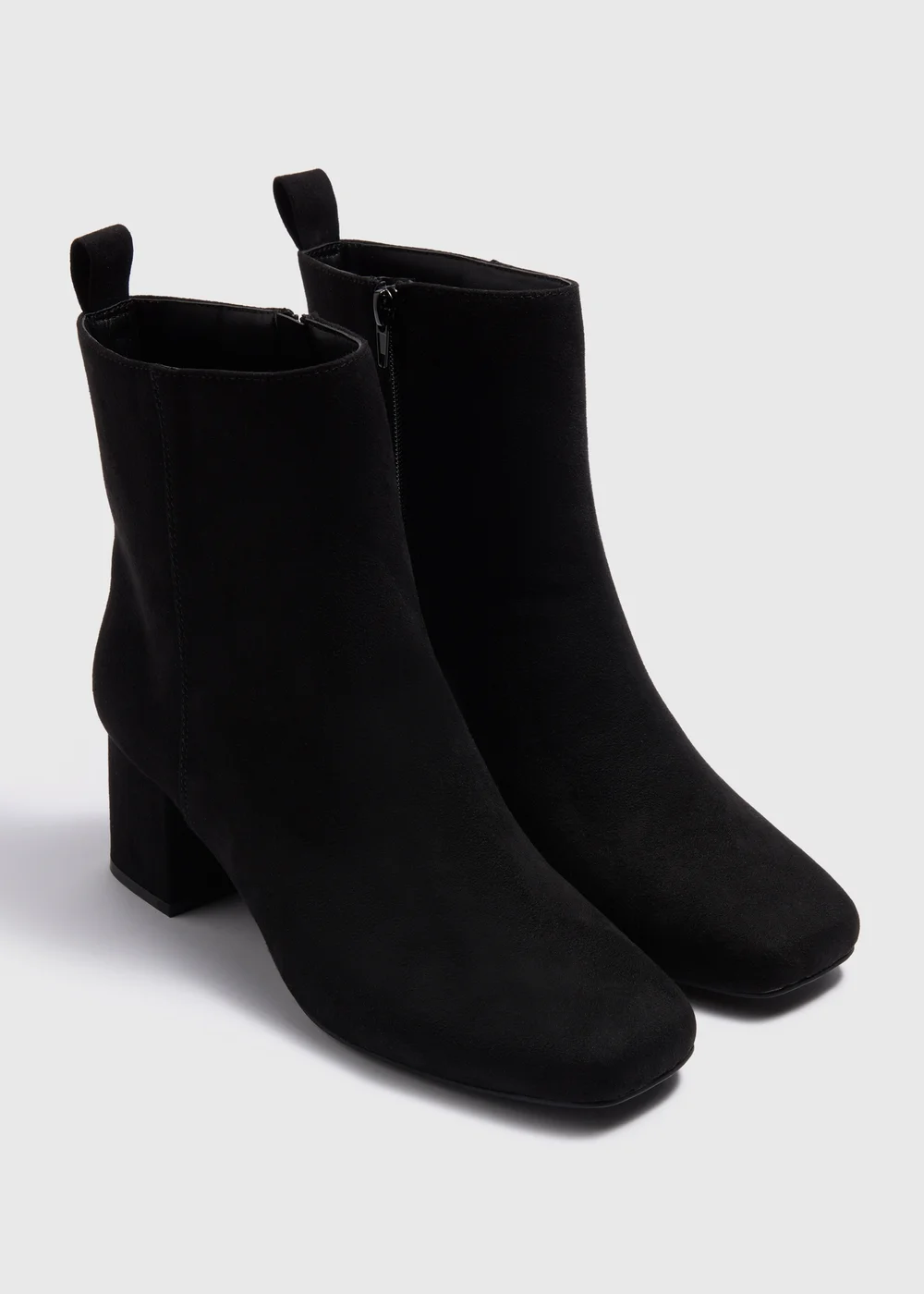 Black Wide Fit Block Heel Ankle Boots - Size 3 Image 1