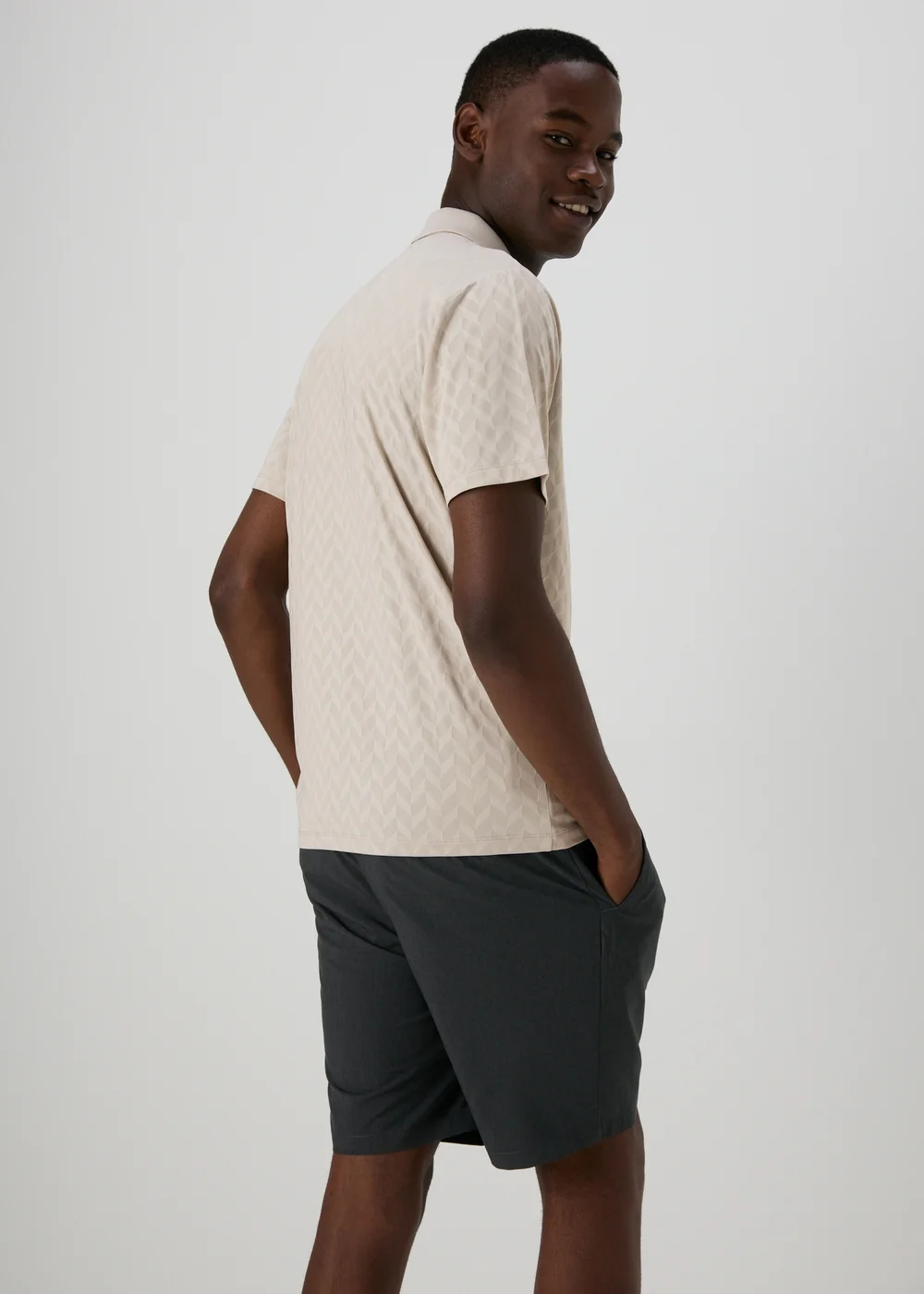 Souluxe Grey Patterned Zip Polo Shirt - S Image 2