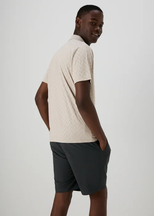 Souluxe Grey Patterned Zip Polo Shirt - S Image 2