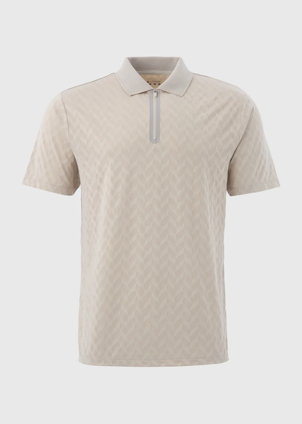 Souluxe Grey Patterned Zip Polo Shirt - S Image 5
