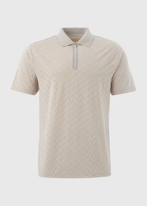 Souluxe Grey Patterned Zip Polo Shirt - S Image 5