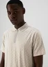 Souluxe Grey Patterned Zip Polo Shirt - S Image 3