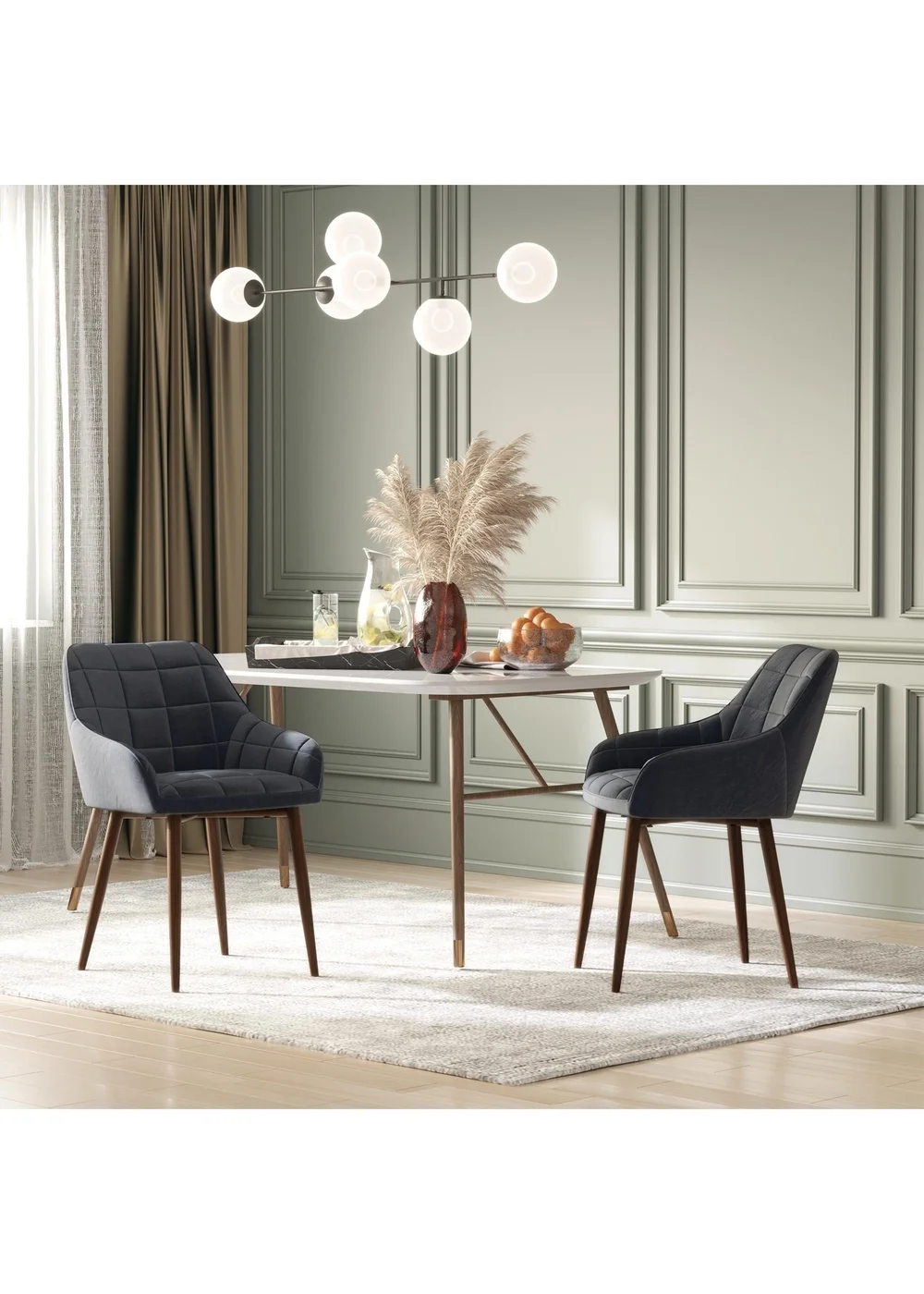 HOMCOM Grey Dining Chair with Metal Leg 2 Pieces (57cm x 58cm x 81cm) - One Size Image 1