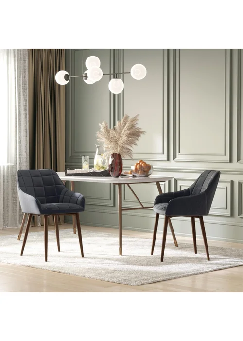 HOMCOM Grey Dining Chair with Metal Leg 2 Pieces (57cm x 58cm x 81cm) - One Size Image 1