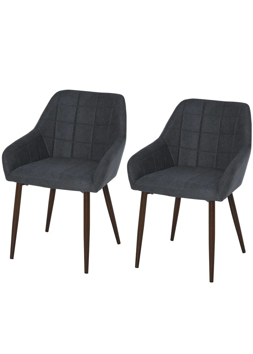 HOMCOM Grey Dining Chair with Metal Leg 2 Pieces (57cm x 58cm x 81cm) - One Size Image 2