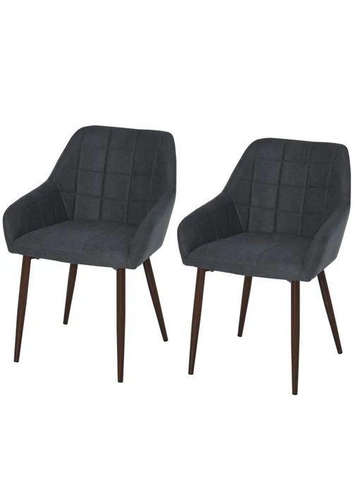HOMCOM Grey Dining Chair with Metal Leg 2 Pieces (57cm x 58cm x 81cm) - One Size Image 2