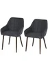 HOMCOM Grey Dining Chair with Metal Leg 2 Pieces (57cm x 58cm x 81cm) - One Size Image 2