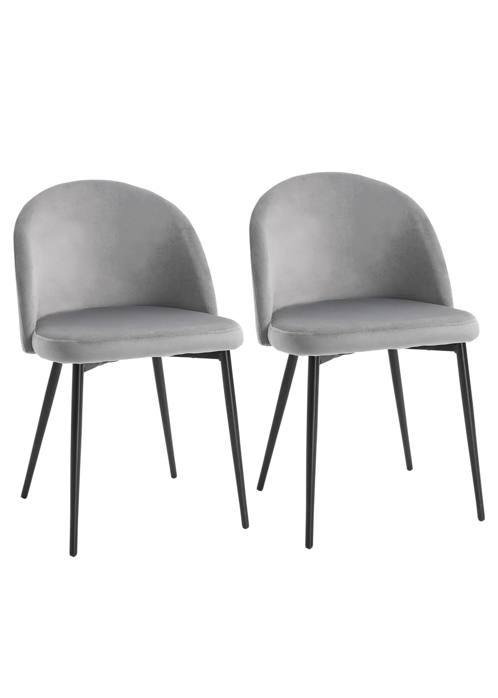 HOMCOM Grey Upholstered Fabric Dining Chairs Set of 2 (49cm x 50cm x 77cm) - No Size Image 2