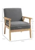 HOMCOM Grey Minimalistic Accent Chair with Linen Cushions (64cm x 70cm x 72cm) - One Size Image 3