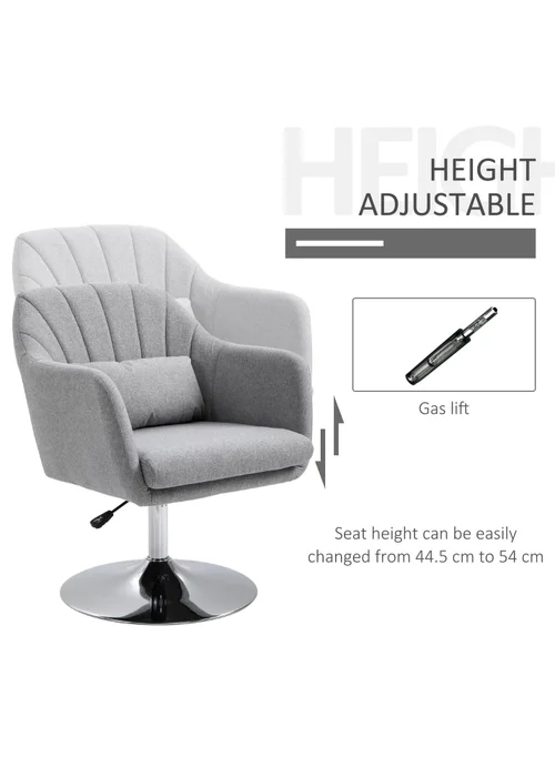 HOMCOM Grey Stylish Retro Linen Swivel Tub Chair (60cm x 60cm x 91cm) - One Size Image 5
