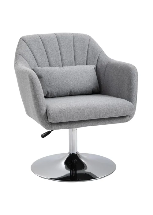 HOMCOM Grey Stylish Retro Linen Swivel Tub Chair (60cm x 60cm x 91cm) - One Size Image 2