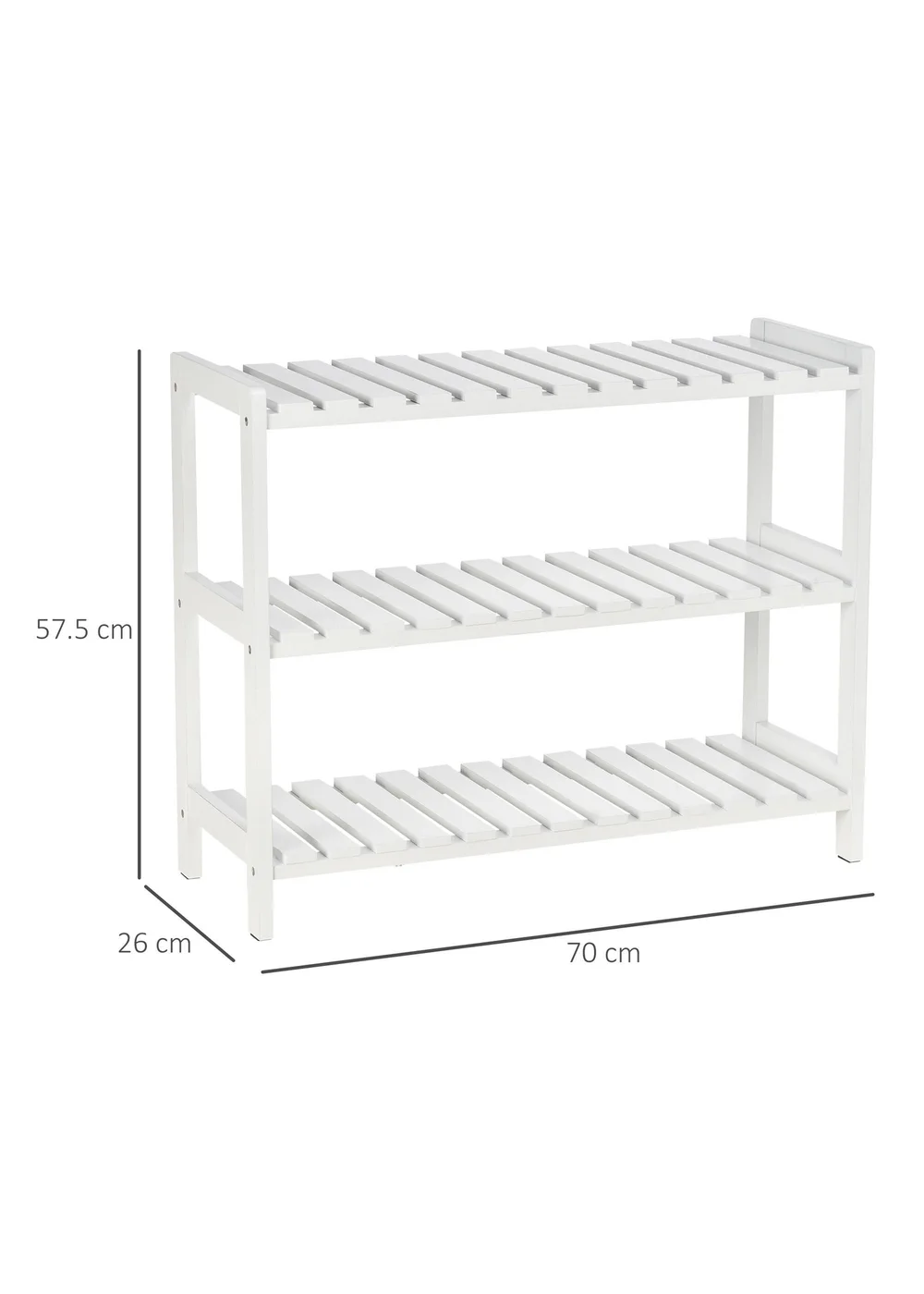 HOMCOM White 3-Tier Shoe Rack (70cm x 26cm x 57.5cm) - No Size Image 3