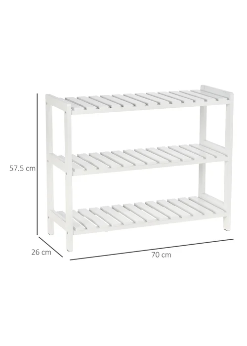 HOMCOM White 3-Tier Shoe Rack (70cm x 26cm x 57.5cm) - No Size Image 3