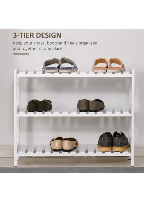 HOMCOM White 3-Tier Shoe Rack (70cm x 26cm x 57.5cm) - No Size Image 4