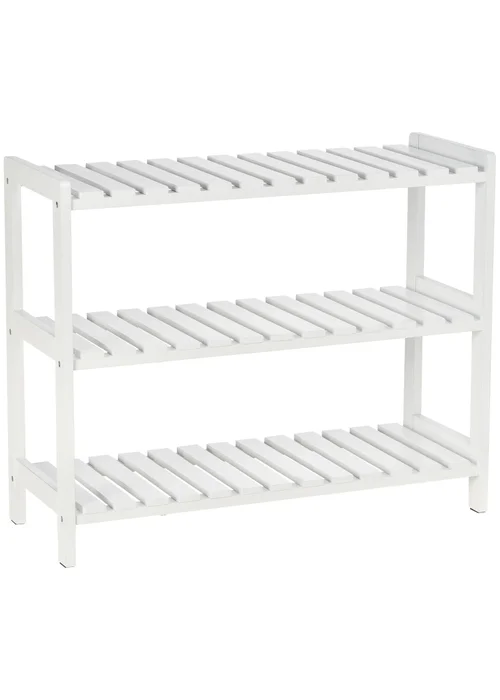 HOMCOM White 3-Tier Shoe Rack (70cm x 26cm x 57.5cm) - No Size Image 2