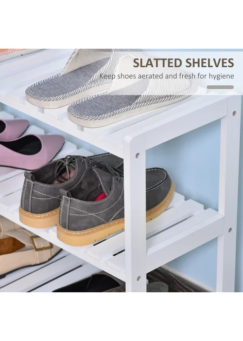 HOMCOM White 3-Tier Shoe Rack (70cm x 26cm x 57.5cm) - No Size Image 5
