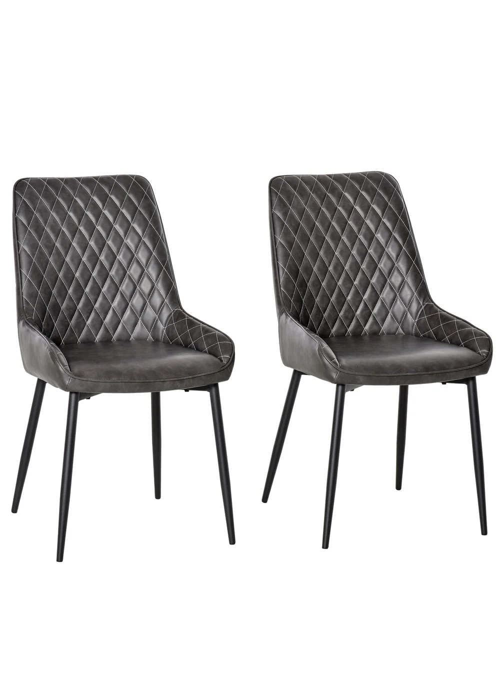 HOMCOM Grey Retro Dining Chair Set of 2 (49cm x 60cm x 89cm) - One Size Image 2