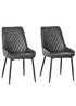 HOMCOM Grey Retro Dining Chair Set of 2 (49cm x 60cm x 89cm) - One Size Image 2