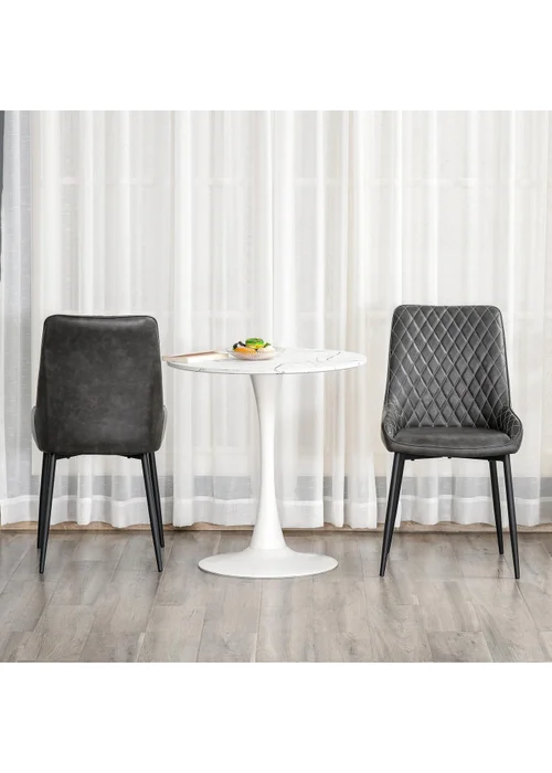 HOMCOM Grey Retro Dining Chair Set of 2 (49cm x 60cm x 89cm) - One Size Image 4